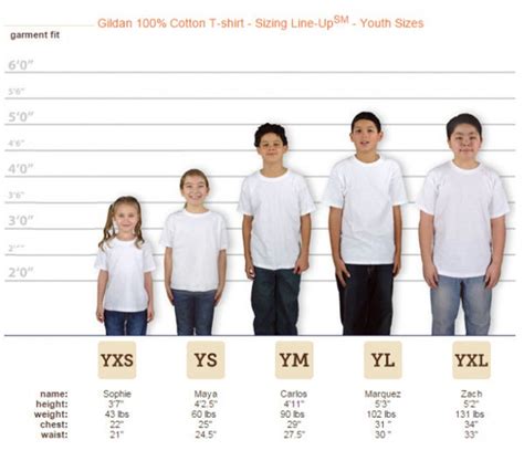 Large Youth Size Chart