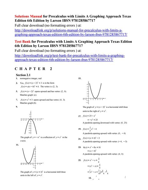 Larson Precalculus With Limits Answers PDF