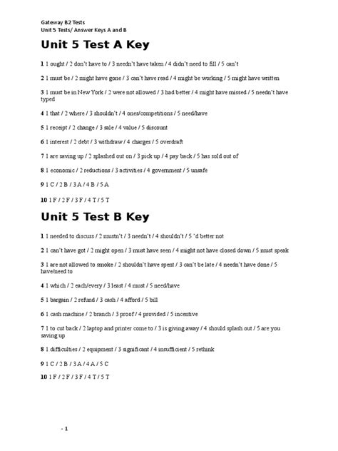 Laser B2 Test 1 With Answer PDF