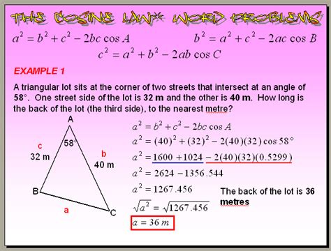 Law Of Cosine Word Problems With Answers Reader