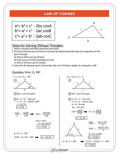 Law Of Cosines Answers And Work PDF