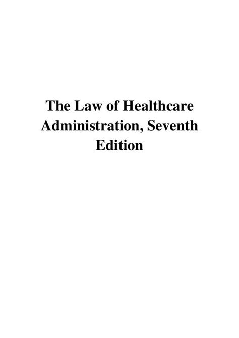 Law Of Healthcare Administration 7th Edition PDF Doc