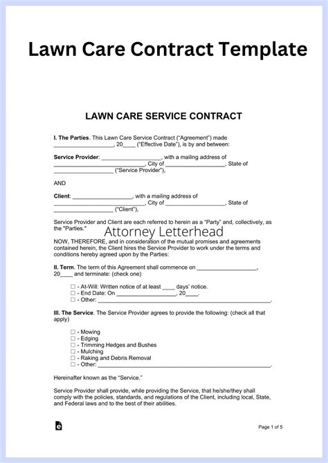 Lawn Care Contract Template