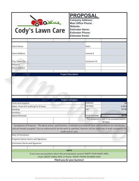 Lawn Care Quote Template