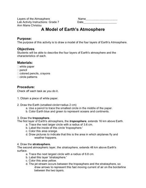 Layers Of The Atmosphere Lab Answer Key Epub