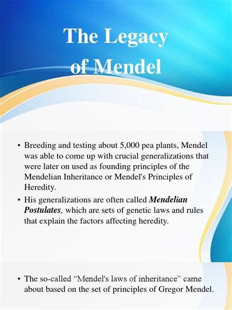 Laying the Foundation: Mendel's Legacy