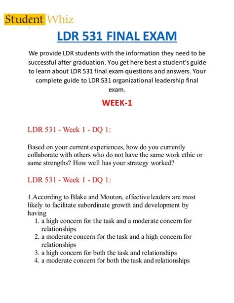 Ldr 531 Final Exam Answers Free Doc