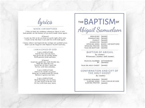 Lds Baptism Program Template Canva