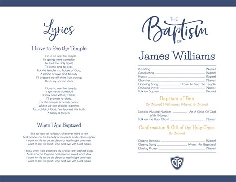 Lds Church Baptism Program Template