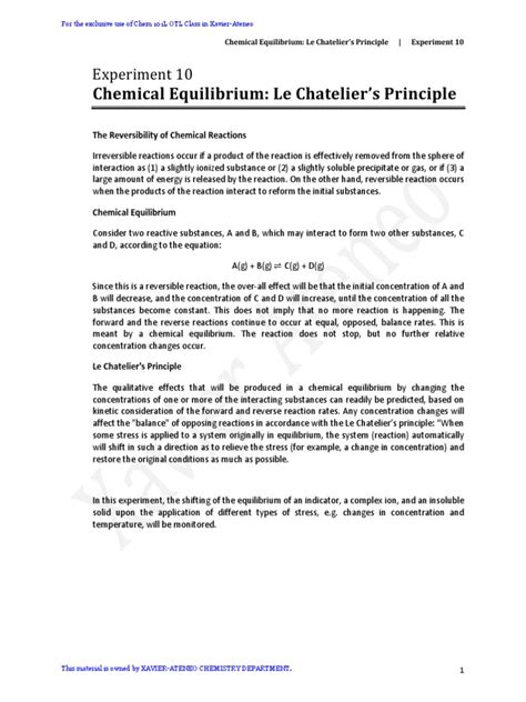 Le Chateliers Equilibrium Chem Lab Answer Key Epub