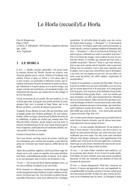 Le Horla Texte intégral Classique French Edition