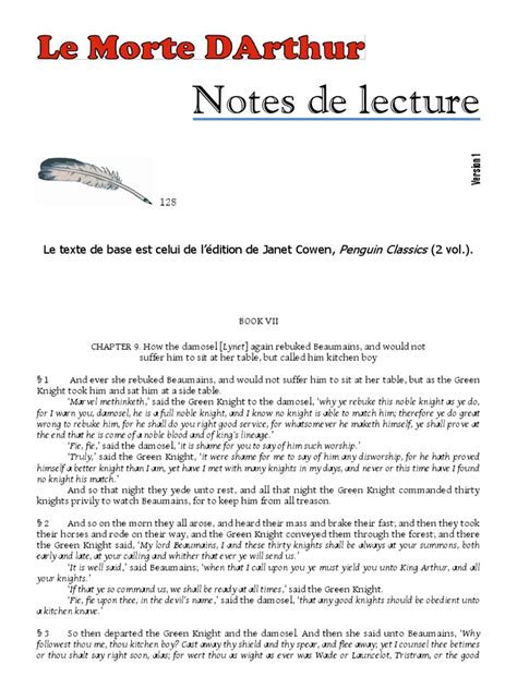 Le Morte Darthur Notes Epub