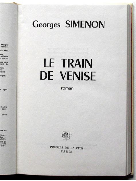 Le Train de Venise Ldp Simenon French Edition Doc