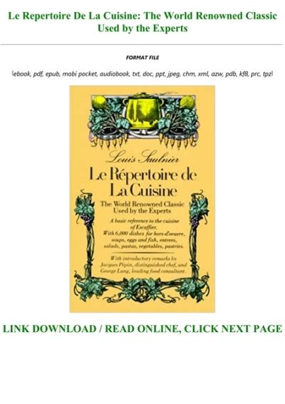 Le.Repertoire.de.la.Cuisine.A.Guide.to.Fine.Foods Ebook Epub