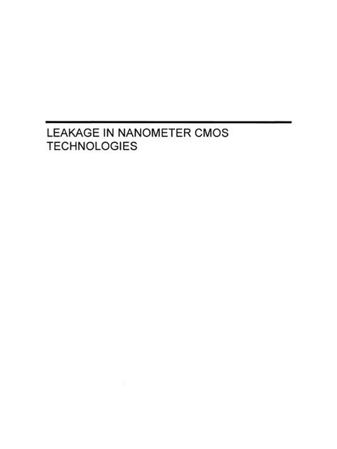 Leakage in Nanometer CMOS Technologies 1st Edition PDF