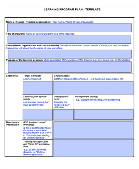 Learning Plan Template