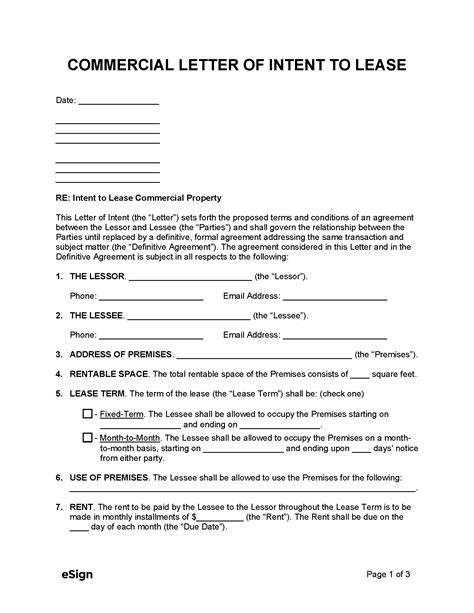 Lease Loi Template