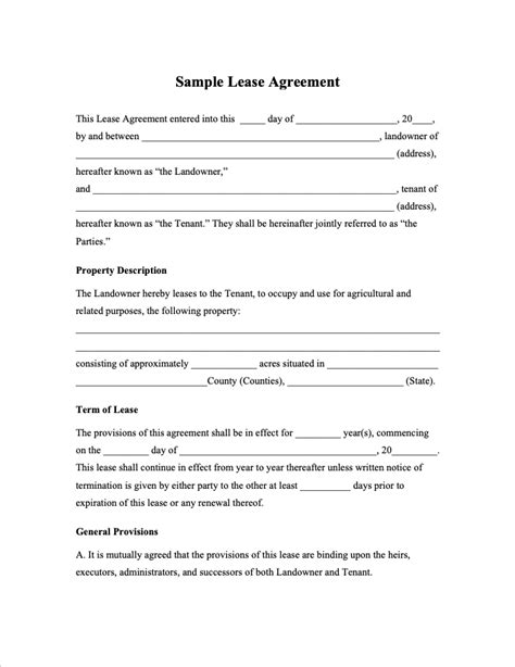 Lease Template Word Doc