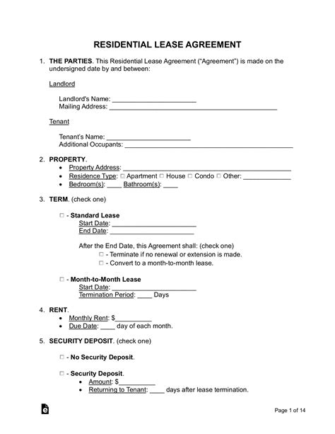 Leasing Agreement Template