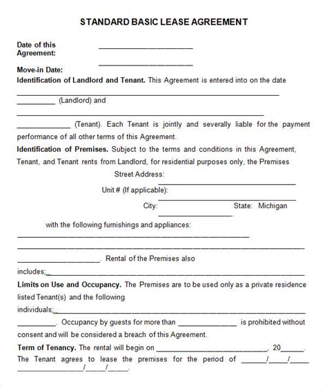 Leasing Agreement Template Free