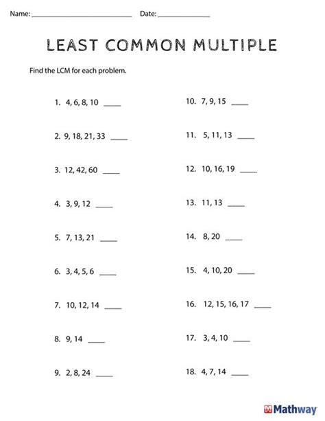 Least Common Multiple Worksheet: 5,000+ Practice Problems for Grades 4-8