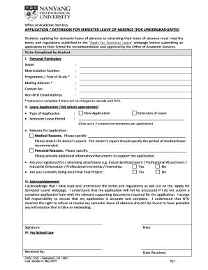 Leave of Absence NTU: Paws for Thought