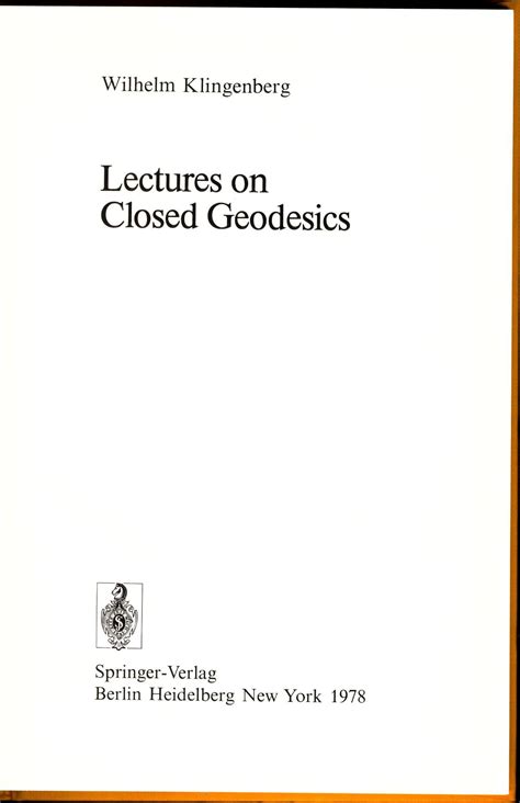 Lectures on Closed Geodesics Doc