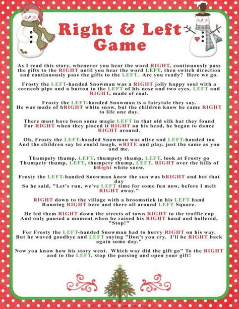 Left Right Game Printable Free