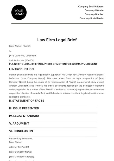 Legal Brief Example Template