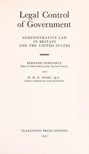 Legal Control of Government Administrative Law in Britain and the United States Reader