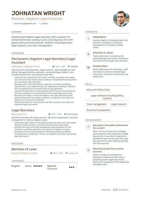 Legal Curriculum Vitae Template