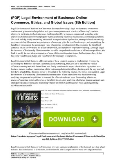 Legal Environment Business Online Commerce Kindle Editon