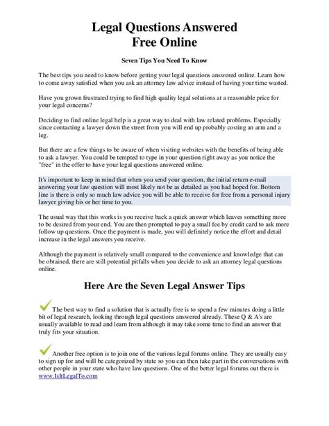 Legal Questions Answered Free Online Kindle Editon