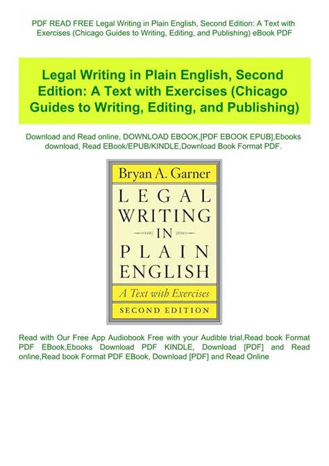 Legal Writing in Plain English A Text with Exercises Chicago Guides to Writing Editing and Publishing Kindle Editon