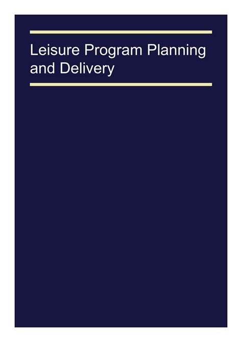 Leisure Program Planning and Delivery Doc