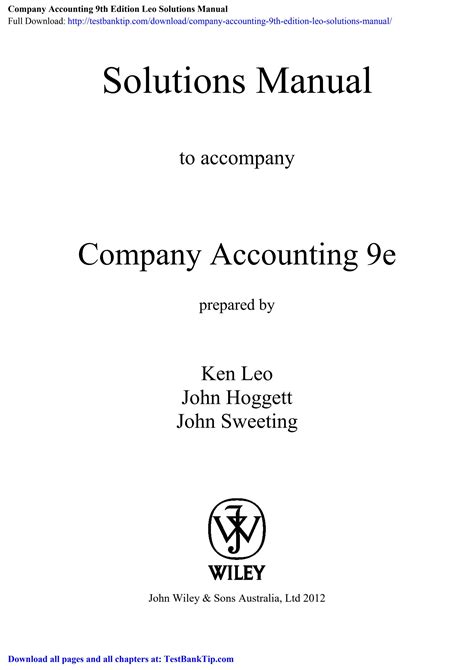 Leo Company Accounting 9e Answers Reader