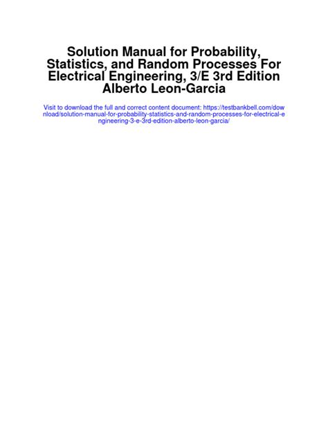 Leon Garcia Probability Solution Manual Kindle Editon