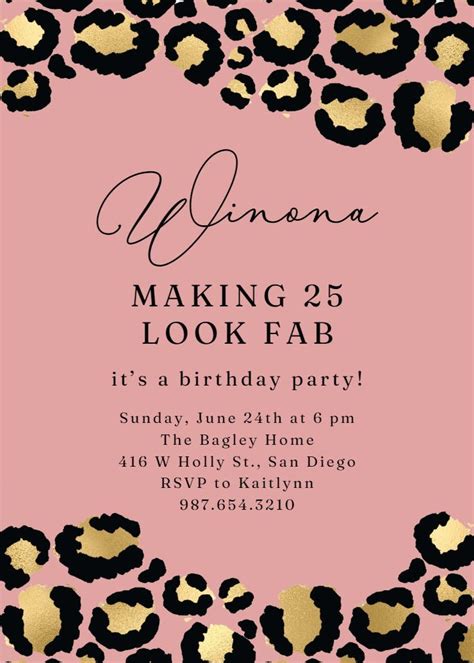 Leopard Print Invitations Templates Free