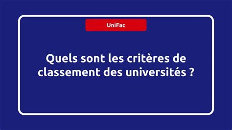 Les critères de classement