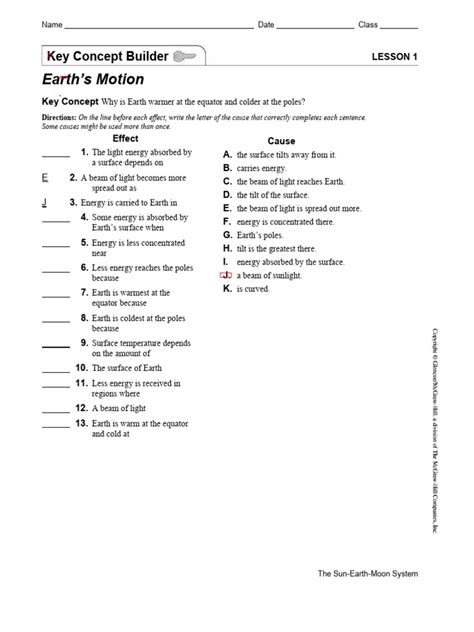 Lesson 1 Earth S Motion Answer Key Kindle Editon