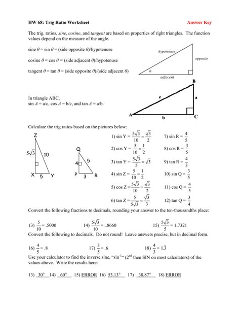 Lesson 1 Exploring Trigonometric Ratios Answer Key Doc