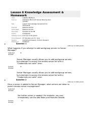 Lesson 6 Knowledge Assessment Answers Doc