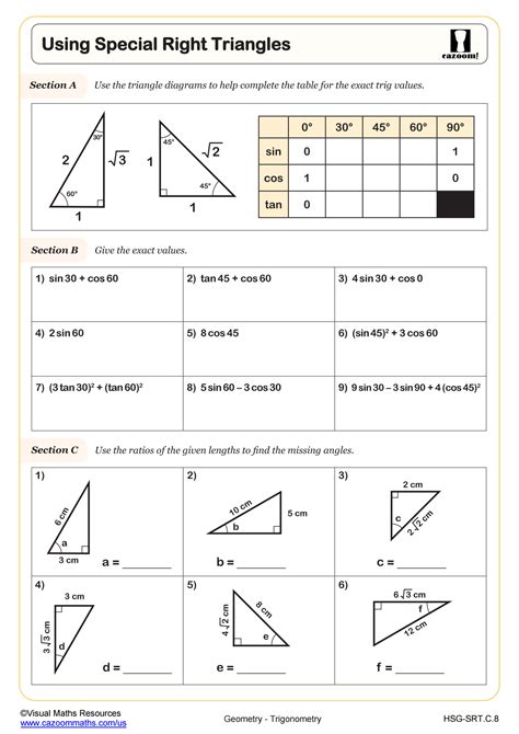 Lesson 93 Two Special Right Triangles Worksheet Answers Doc