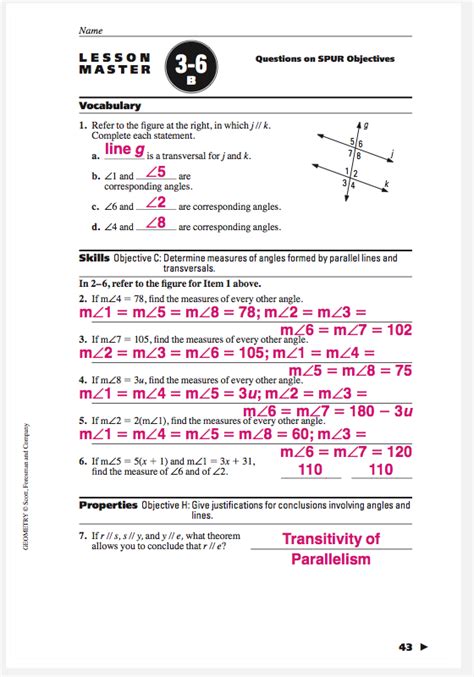 Lesson Master Answers Fst Reader