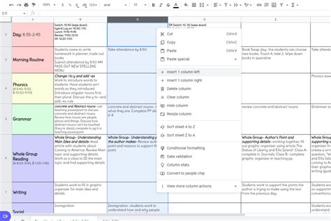 Lesson Plan Template Google Sheets