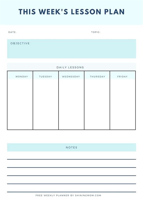 Lesson Plan Template Week