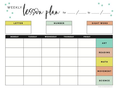 Lesson Plan Template Weekly