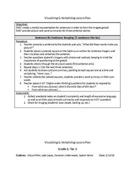 Lesson plans using visualizing and verbalizing Ebook Kindle Editon