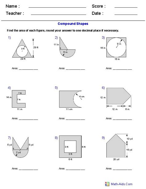 Letspracticegeometry Answer Key Area Of Compound Figures Doc