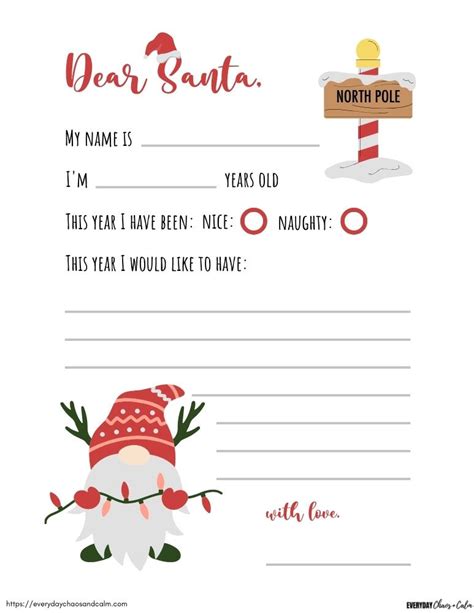 Letter For Santa Template